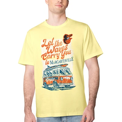 Men's Margaritaville Yellow Baltimore Orioles Bus Waves Graphic T-Shirt