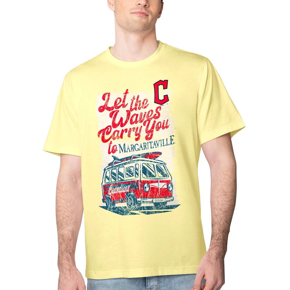 Men's Margaritaville Yellow Cleveland Guardians Bus Waves Graphic T-Shirt