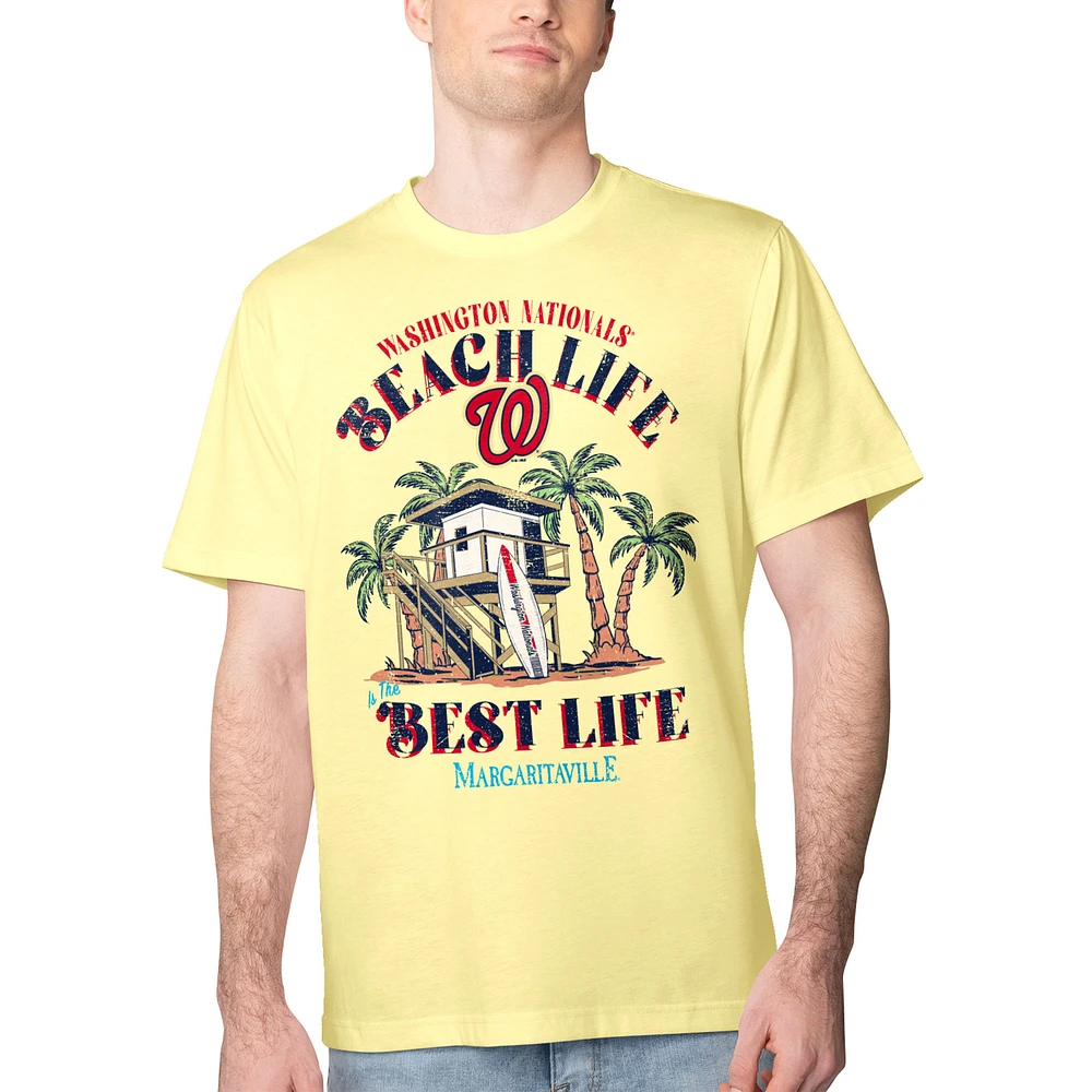 Men's Margaritaville Yellow Washington Nationals Beach Hut Graphic T-Shirt