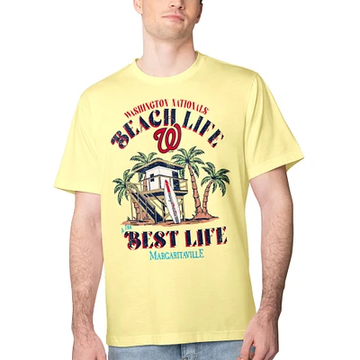 Men's Margaritaville Yellow Washington Nationals Beach Hut Graphic T-Shirt