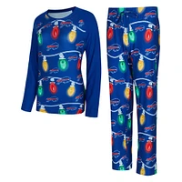 Women's Concepts Sport  Royal Buffalo Bills Garland Knit Raglan Long Sleeve T-Shirt & Pants Set