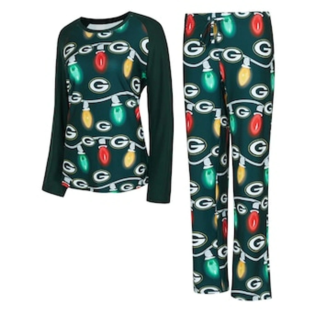 Women's Concepts Sport  Green Bay Packers Garland Knit Raglan Long Sleeve T-Shirt & Pants Set