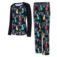 Women's Concepts Sport Las Vegas Raiders Garland Knit Raglan Long Sleeve T-Shirt & Pants Set