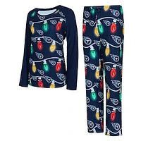 Women's Concepts Sport  Navy Tennessee Titans Garland Knit Raglan Long Sleeve T-Shirt & Pants Set