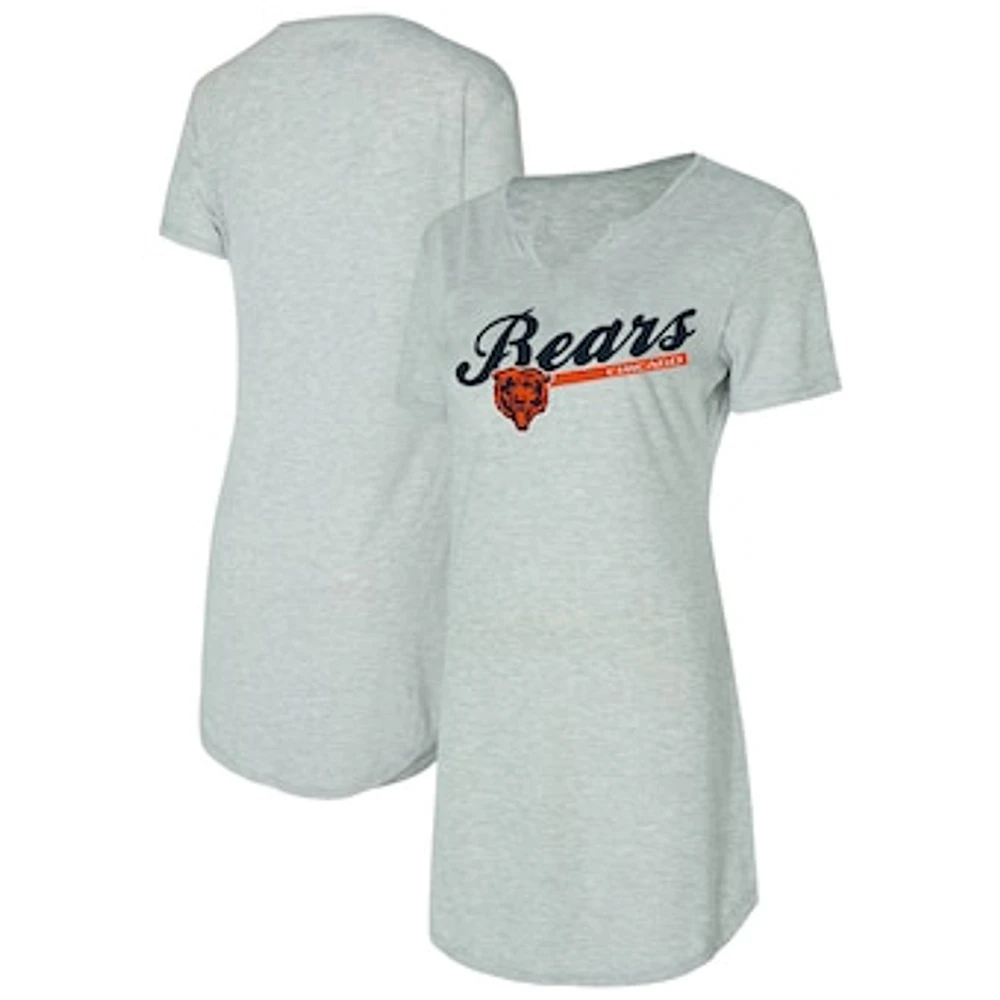 Women's Concepts Sport Gray Chicago Bears Petition Knit Notch Neck Nightshirt