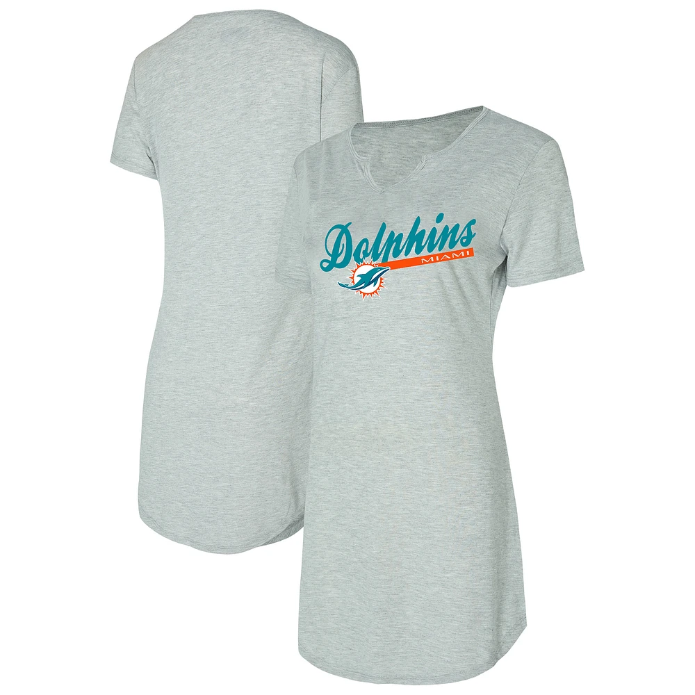 Women's Concepts Sport Gray Miami Dolphins Petition Knit Nightshirt