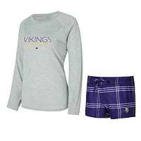 Women's Concepts Sport Minnesota Vikings Petition Raglan Long Sleeve T-Shirt & Shorts Set