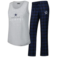 Women's Concepts Sport Gray/Navy Dallas Cowboys Petition Tank Top and Pants Sleep Set