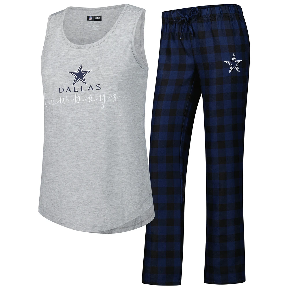 Women's Concepts Sport Gray/Navy Dallas Cowboys Petition Tank Top and Pants Sleep Set