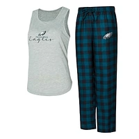 Women's Concepts Sport Gray/Green Philadelphia Eagles Petition Tank Top and Pants Sleep Set