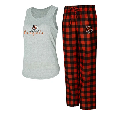 Women's Concepts Sport Gray/Orange Cincinnati Bengals Petition Tank Top and Pants Sleep Set