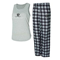 Women's Concepts Sport Gray/Black Las Vegas Raiders Petition Tank Top and Pants Sleep Set