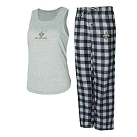 Women's Concepts Sport Gray/Black New Orleans Saints Petition Tank Top and Pants Sleep Set