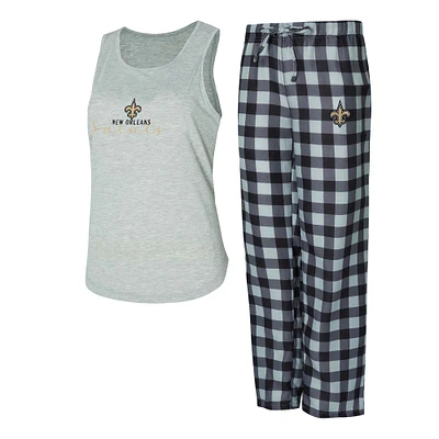 Women's Concepts Sport Gray/Black New Orleans Saints Petition Tank Top and Pants Sleep Set