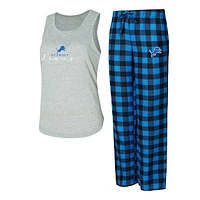 Women's Concepts Sport Gray/Blue Detroit Lions Petition Tank Top and Pants Sleep Set