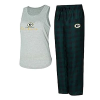 Women's Concepts Sport Gray/Green Green Bay Packers Petition Tank Top and Pants Sleep Set