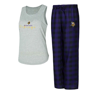 Women's Concepts Sport Gray/Purple Minnesota Vikings Petition Tank Top and Pants Sleep Set