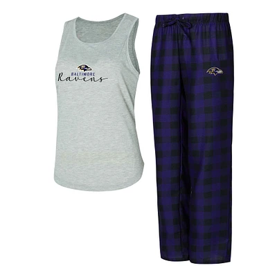 Women's Concepts Sport Gray/Purple Baltimore Ravens Petition Tank Top and Pants Sleep Set