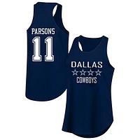 Women's Fanatics Micah Parsons Navy Dallas Cowboys Plus Name & Number Tank Top