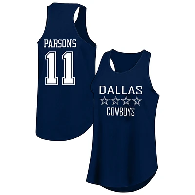 Women's Fanatics Micah Parsons Navy Dallas Cowboys Plus Name & Number Tank Top