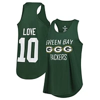 Women's Fanatics Jordan Love Green Bay Packers Plus Name & Number Tank Top