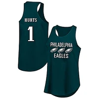 Women's Fanatics Jalen Hurts Green Philadelphia Eagles Plus Name & Number Tank Top