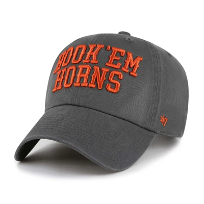 Men's '47 Charcoal Texas Longhorns Clean Up Adjustable Hat