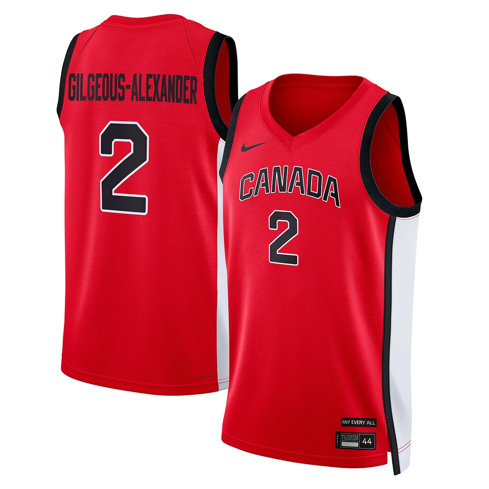 Men's Nike Shai Gilgeous-Alexander Red Canada Basketball 2024 Summer Limited Swingman Player Jersey