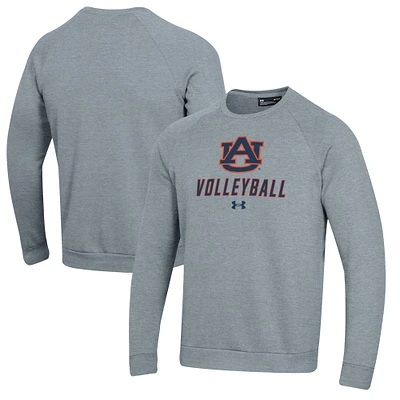 Men's Under Armour Gray Auburn Tigers Volleyball Rival Fleece Raglan Pullover Sweatshirt