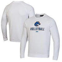 Men's Under Armour White Boise State Broncos Volleyball Rival Fleece Raglan Pullover Sweatshirt