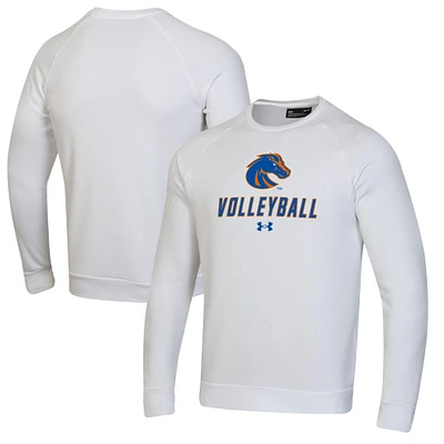Men's Under Armour White Boise State Broncos Volleyball Rival Fleece Raglan Pullover Sweatshirt