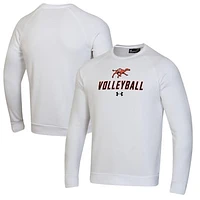 Men's Under Armour White Campbell Fighting Camels Volleyball Rival Fleece Raglan Pullover Sweatshirt