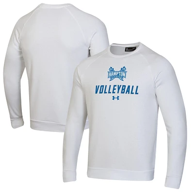 Men's Under Armour White Hampton Pirates Volleyball Rival Fleece Raglan Pullover Sweatshirt