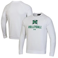 Men's Under Armour White Hawaii Rainbow Warriors Volleyball Rival Fleece Raglan Pullover Sweatshirt