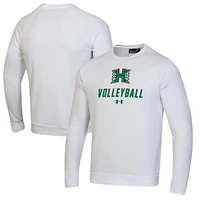 Men's Under Armour White Hawaii Rainbow Warriors Volleyball Rival Fleece Raglan Pullover Sweatshirt