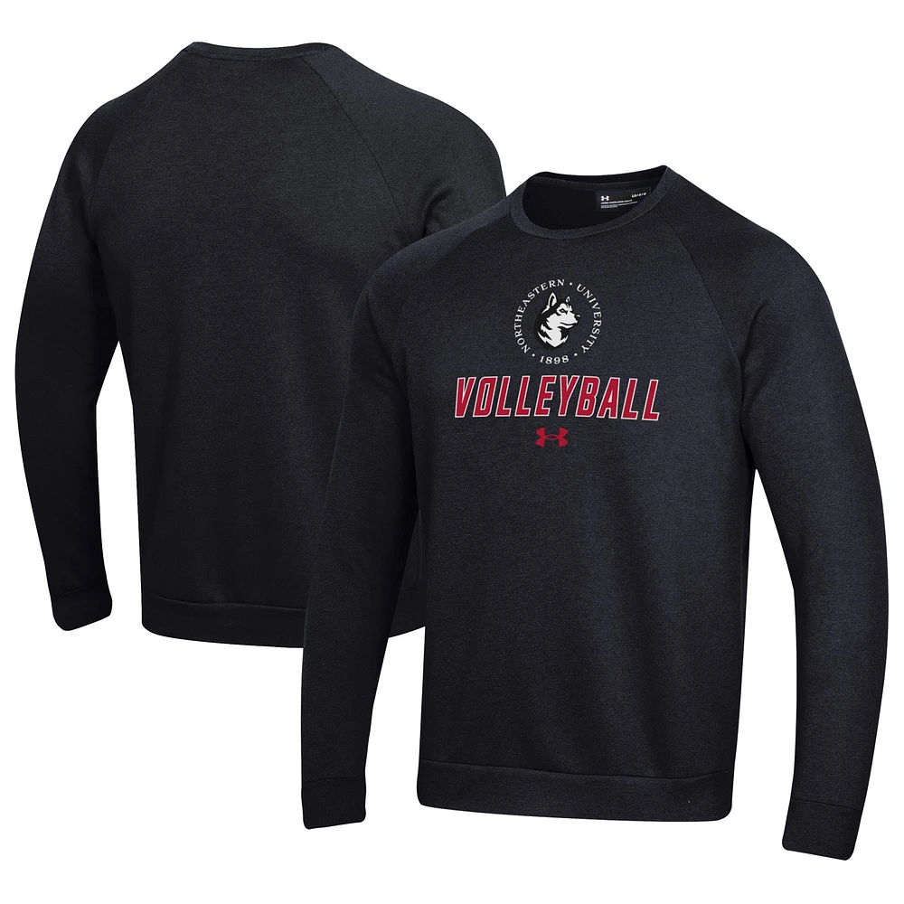 Men's Under Armour Northeastern Huskies Volleyball Rival Fleece Raglan Pullover Sweatshirt