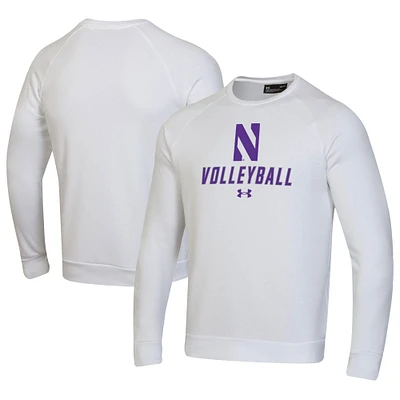 Men's Under Armour White Northwestern Wildcats Volleyball Rival Fleece Raglan Pullover Sweatshirt