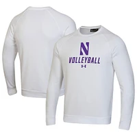 Men's Under Armour White Northwestern Wildcats Volleyball Rival Fleece Raglan Pullover Sweatshirt