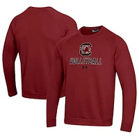 Men's Under Armour Garnet South Carolina Gamecocks Volleyball Rival Fleece Raglan Pullover Sweatshirt