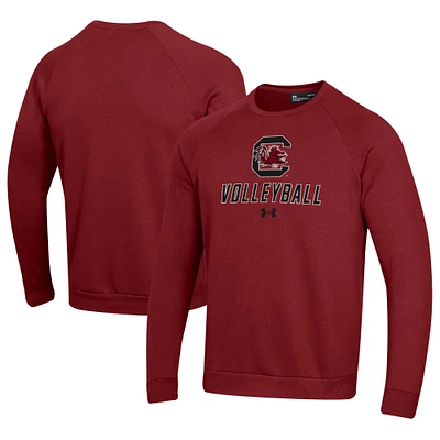 Men's Under Armour Garnet South Carolina Gamecocks Volleyball Rival Fleece Raglan Pullover Sweatshirt