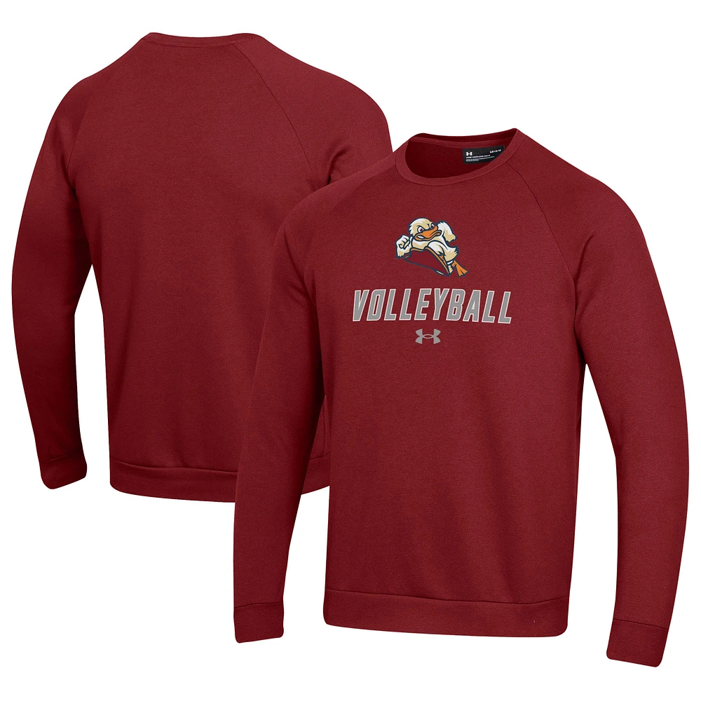 Men's Under Armour Maroon Stevens Institute of Technology Ducks Volleyball Rival Fleece Raglan Pullover Sweatshirt