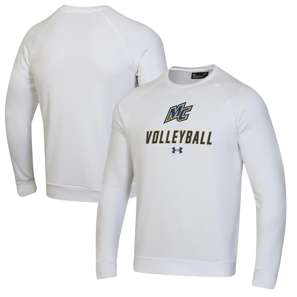 Men's Under Armour White Merrimack College Warriors Volleyball Rival Fleece Raglan Pullover Sweatshirt