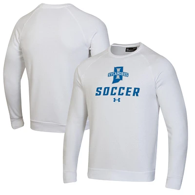 Men's Under Armour White Indiana State Sycamores Soccer Rival Fleece Raglan Pullover Sweatshirt
