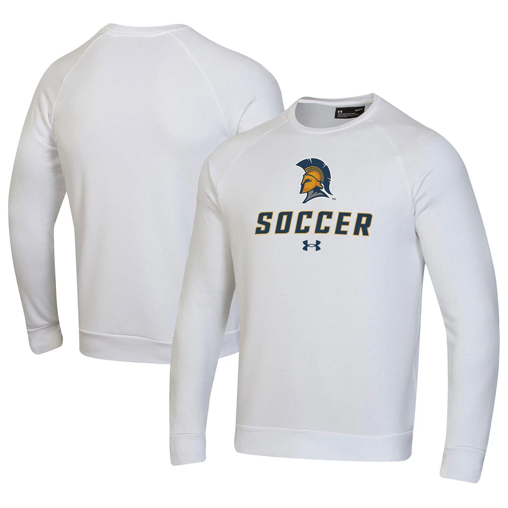 Men's Under Armour White UNCG Spartans Soccer Rival Fleece Raglan Pullover Sweatshirt