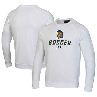 Men's Under Armour White UNCG Spartans Soccer Rival Fleece Raglan Pullover Sweatshirt