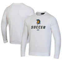 Men's Under Armour White UNCG Spartans Soccer Rival Fleece Raglan Pullover Sweatshirt