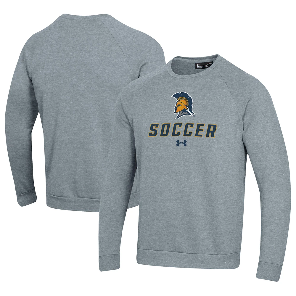 Men's Under Armour Gray UNCG Spartans Soccer Rival Fleece Raglan Pullover Sweatshirt