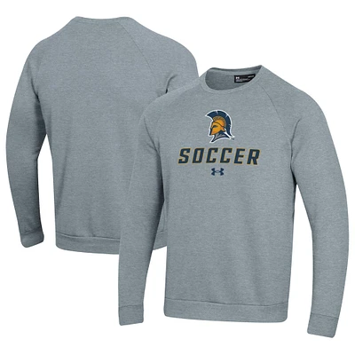 Men's Under Armour Gray UNCG Spartans Soccer Rival Fleece Raglan Pullover Sweatshirt