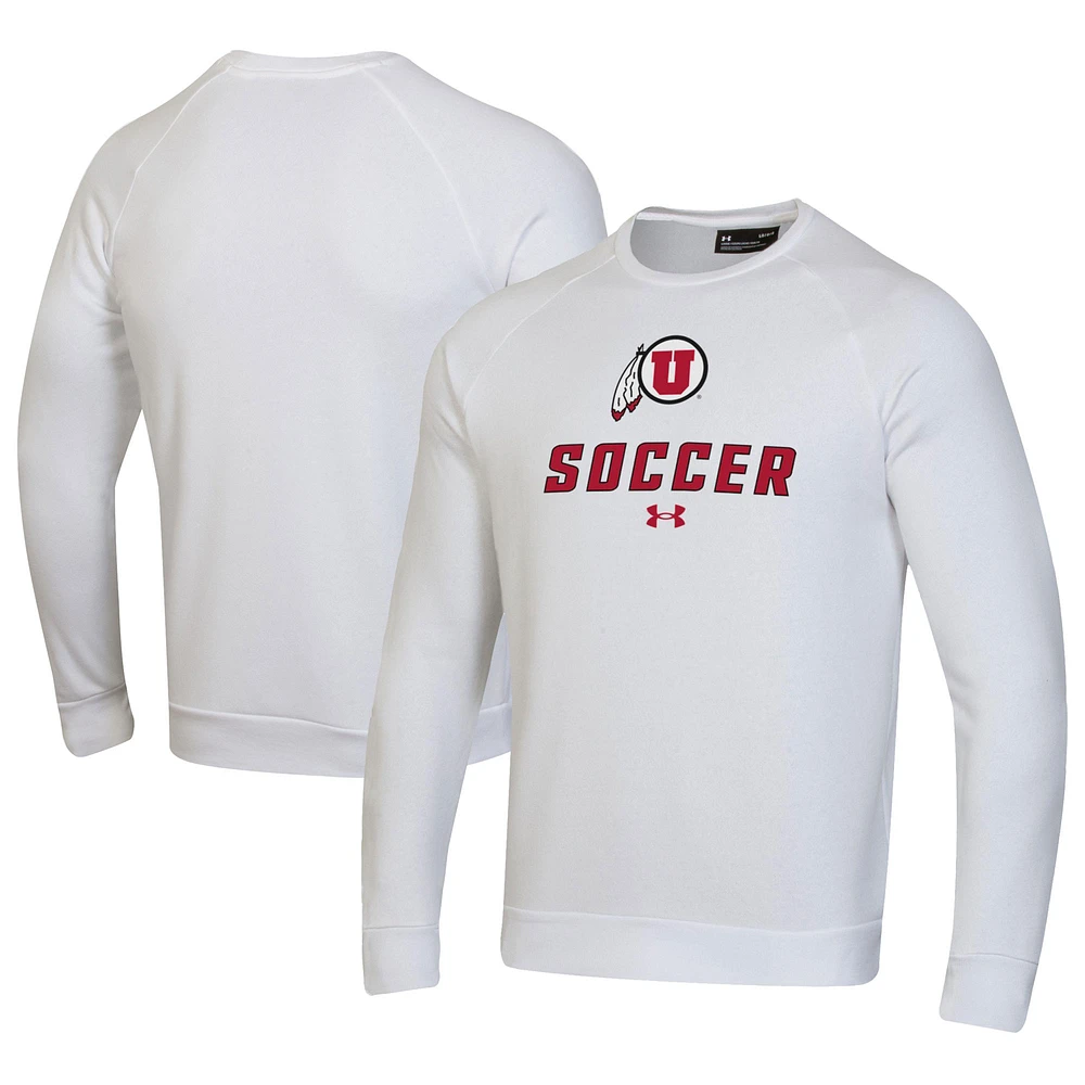 Men's Under Armour White Utah Utes Soccer Rival Fleece Raglan Pullover Sweatshirt