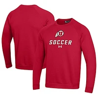 Men's Under Armour Red Utah Utes Soccer Rival Fleece Raglan Pullover Sweatshirt